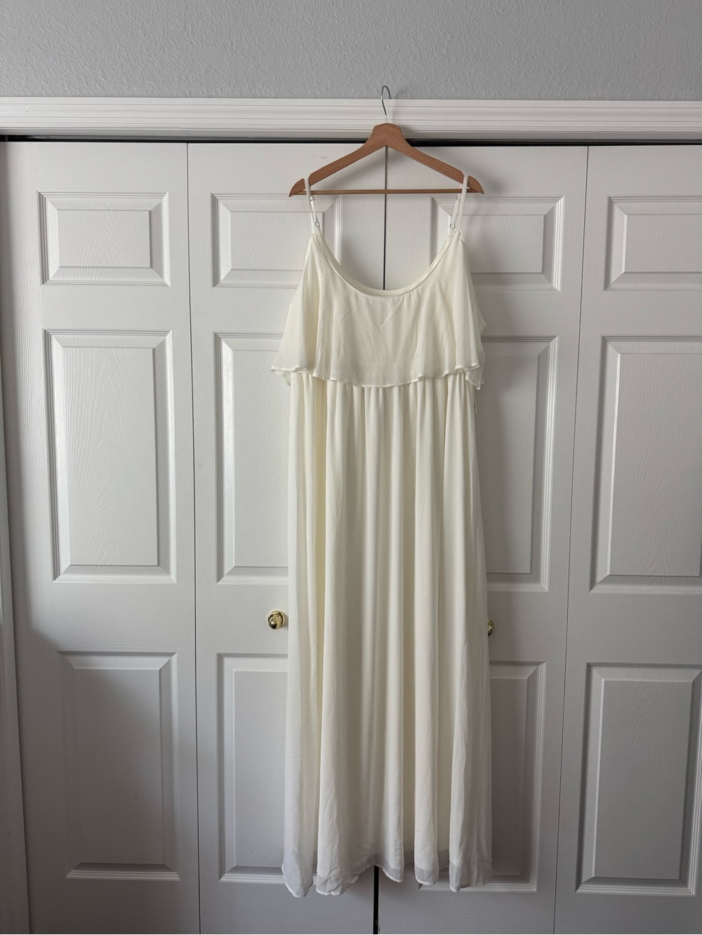 Show Me Your MuMu Cream Maxi with Ruffle Overlay